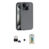 MARSİLYAN™- iPhone 15 Kılıf Zirve Modern Prime - Siyah Polymer Nano Ekran Koruyucu + Bilvis Titan Kamera Lens - PE
