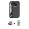 MARSİLYAN™- iPhone 15 Kılıf Zirve Modern Prime - Siyah Polymer Nano Ekran Koruyucu + Raze Metal Kamera Lens - SI