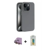 MARSİLYAN™- iPhone 15 Kılıf Zirve Modern Prime - Siyah Polymer Nano Ekran Koruyucu + Raze Metal Kamera Lens - SI