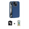 MARSİLYAN™- iPhone 15 Kılıf Zirve Modern Prime - Siyah Polymer Nano Ekran Koruyucu + PVD Metal Kamera Lens - TU