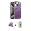 MARSİLYAN™- iPhone 15 Kılıf Zirve Modern Prime - Siyah Polymer Nano Ekran Koruyucu + Raze Metal Kamera Lens - YL