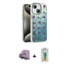 MARSİLYAN™- iPhone 15 Kılıf Zirve Modern Prime - Siyah Polymer Nano Ekran Koruyucu + Raze Metal Kamera Lens - YL