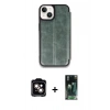 MARSİLYAN™- iPhone 15 Kılıf Zirve Yansıma Serisi - Siyah 360 Mat Full Body Arka Koruyucu + PVD Metal Kamera Lens - TU