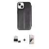 MARSİLYAN™- iPhone 15 Kılıf Zirve Yansıma Serisi - Siyah Bilvis 3D Mat Cam Ekran Koruyucu + Bilvis Titan Kamera Lens - YL