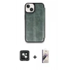 MARSİLYAN™- iPhone 15 Kılıf Zirve Yansıma Serisi - Siyah Bilvis 3D Mat Cam Ekran Koruyucu + PVD Metal Kamera Lens - YL