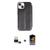 MARSİLYAN™- iPhone 15 Kılıf Zirve Yansıma Serisi - Siyah Buffer Hayalet Cam Ekran Koruyucu + Bilvis Titan Kamera Lens - YL