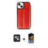 MARSİLYAN™- iPhone 15 Kılıf Zirve Yansıma Serisi - Siyah Buffer Hayalet Cam Ekran Koruyucu + Yeşil PVD Metal Kamera Lens
