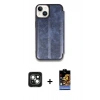 MARSİLYAN™- iPhone 15 Kılıf Zirve Yansıma Serisi - Siyah Buffer Hayalet Cam Ekran Koruyucu + Yeşil PVD Metal Kamera Lens