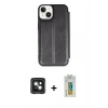 MARSİLYAN™- iPhone 15 Kılıf Zirve Yansıma Serisi - Siyah Polymer Nano Ekran Koruyucu + PVD Metal Kamera Lens - YL