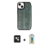 MARSİLYAN™- iPhone 15 Kılıf Zirve Yansıma Serisi - Siyah Polymer Nano Ekran Koruyucu + PVD Metal Kamera Lens - YL
