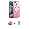 MARSİLYAN™- iPhone 15 Plus Kılıf Ahenk Doku Özel Seri - Siyah Joko Magic 5D Cam + Raze Metal Kamera Lens - SI