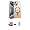 MARSİLYAN™- iPhone 15 Plus Kılıf Ahenk Doku Özel Seri - Siyah Joko Magic 5D Cam + Raze Metal Kamera Lens - SI
