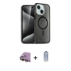 MARSİLYAN™- iPhone 15 Plus Kılıf Eksen Doku Koleksiyonu - Siyah Joko Magic 5D Cam + Raze Metal Kamera Lens - SI