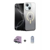 MARSİLYAN™- iPhone 15 Plus Kılıf Eksen Minimal Özel Seri - Siyah Joko Magic 5D Cam + Raze Metal Kamera Lens - YL