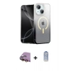 MARSİLYAN™- iPhone 15 Plus Kılıf Eksen Minimal Özel Seri - Siyah Joko Magic 5D Cam + Raze Metal Kamera Lens - SI