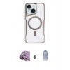 MARSİLYAN™- iPhone 15 Plus Kılıf Yadigar Klasik Özel Seri - Siyah Joko Magic 5D Cam + Pembe Raze Metal Kamera Lens