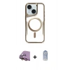 MARSİLYAN™- iPhone 15 Plus Kılıf Yadigar Klasik Özel Seri - Siyah Joko Magic 5D Cam + Pembe Raze Metal Kamera Lens