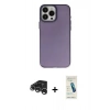 MARSİLYAN™- iPhone 15 Pro Kılıf Ahenk Çizgi Prime - Şeffaf Pasifik Cam Ekran Koruyucu + Raze Metal Kamera Lens - GS