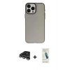 MARSİLYAN™- iPhone 15 Pro Kılıf Ahenk Çizgi Prime - Şeffaf Pasifik Cam Ekran Koruyucu + Raze Metal Kamera Lens - GS