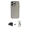 MARSİLYAN™- iPhone 15 Pro Kılıf Ahenk Çizgi Prime - Şeffaf Pasifik Cam Ekran Koruyucu + Raze Metal Kamera Lens - TMGI