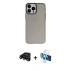 MARSİLYAN™- iPhone 15 Pro Kılıf Ahenk Çizgi Prime - Siyah 3D Antistatik Cam Ekran Koruyucu + Raze Metal Kamera Lens - SH