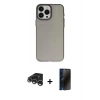 MARSİLYAN™- iPhone 15 Pro Kılıf Ahenk Çizgi Prime - Siyah 3D Antistatik Hayalet Cam Ekran Koruyucu + Raze Metal Kamera Lens - GS