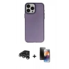 MARSİLYAN™- iPhone 15 Pro Kılıf Ahenk Çizgi Prime - Siyah 3D Antistatik Mat Seramik Nano Ekran Koruyucu + Raze Metal Kamera Lens - GS