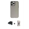 MARSİLYAN™- iPhone 15 Pro Kılıf Ahenk Çizgi Prime - Siyah Bilvis 3D Cam Ekran Koruyucu + Raze Metal Kamera Lens - LT