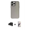 MARSİLYAN™- iPhone 15 Pro Kılıf Ahenk Çizgi Prime - Siyah Bilvis 3D Mat Cam Ekran Koruyucu + Raze Metal Kamera Lens - TMGI