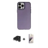 MARSİLYAN™- iPhone 15 Pro Kılıf Ahenk Çizgi Prime - Siyah Bilvis 3D Mat Cam Ekran Koruyucu + Raze Metal Kamera Lens - TMGI