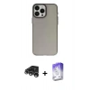 MARSİLYAN™- iPhone 15 Pro Kılıf Ahenk Çizgi Prime - Siyah Bilvis 5in1 3D Magic Cam Ekran Koruyucu + Gümüş Raze Metal Kamera Lens