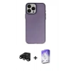 MARSİLYAN™- iPhone 15 Pro Kılıf Ahenk Çizgi Prime - Siyah Bilvis 5in1 3D Magic Cam Ekran Koruyucu + Raze Metal Kamera Lens - SH