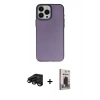 MARSİLYAN™- iPhone 15 Pro Kılıf Ahenk Çizgi Prime - Siyah Bilvis Hayalet Cam Ekran Koruyucu + Raze Metal Kamera Lens - SH