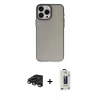 MARSİLYAN™- iPhone 15 Pro Kılıf Ahenk Çizgi Prime - Siyah Bilvis Hayalet Cam Ekran Koruyucu + Raze Metal Kamera Lens - TMGI