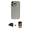 MARSİLYAN™- iPhone 15 Pro Kılıf Ahenk Çizgi Prime - Siyah Buffer Cam Ekran Koruyucu + Raze Metal Kamera Lens - SH