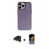 MARSİLYAN™- iPhone 15 Pro Kılıf Ahenk Çizgi Prime - Siyah Buffer Hayalet Cam Ekran Koruyucu + Raze Metal Kamera Lens - GS