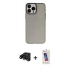 MARSİLYAN™- iPhone 15 Pro Kılıf Ahenk Çizgi Prime - Siyah Joko 5D Cam + Raze Metal Kamera Lens - SH