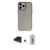 MARSİLYAN™- iPhone 15 Pro Kılıf Ahenk Çizgi Prime - Siyah Polymer Nano Ekran Koruyucu + Raze Metal Kamera Lens - GS