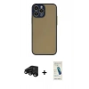 MARSİLYAN™- iPhone 15 Pro Kılıf Ahenk Çizgi Serisi - Şeffaf Pasifik Cam Ekran Koruyucu + Raze Metal Kamera Lens - SH