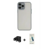 MARSİLYAN™- iPhone 15 Pro Kılıf Ahenk Çizgi Serisi - Şeffaf Pasifik Cam Ekran Koruyucu + Raze Metal Kamera Lens - SH