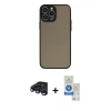 MARSİLYAN™- iPhone 15 Pro Kılıf Ahenk Çizgi Serisi - Şeffaf Royal Nano Ekran Koruyucu + Lacivert Raze Metal Kamera Lens