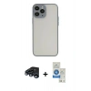 MARSİLYAN™- iPhone 15 Pro Kılıf Ahenk Çizgi Serisi - Şeffaf Royal Nano Ekran Koruyucu + Lacivert Raze Metal Kamera Lens