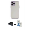 MARSİLYAN™- iPhone 15 Pro Kılıf Ahenk Çizgi Serisi - Şeffaf Royal Nano Ekran Koruyucu + Lacivert Raze Metal Kamera Lens