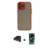 MARSİLYAN™- iPhone 15 Pro Kılıf Ahenk Çizgi Serisi - Siyah 360 Mat Full Body Arka Koruyucu + Raze Metal Kamera Lens - GS