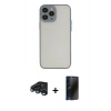 MARSİLYAN™- iPhone 15 Pro Kılıf Ahenk Çizgi Serisi - Siyah 3D Antistatik Hayalet Cam Ekran Koruyucu + Raze Metal Kamera Lens - LT