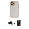 MARSİLYAN™- iPhone 15 Pro Kılıf Ahenk Çizgi Serisi - Siyah 3D Antistatik Hayalet Cam Ekran Koruyucu + Raze Metal Kamera Lens - SH