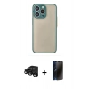 MARSİLYAN™- iPhone 15 Pro Kılıf Ahenk Çizgi Serisi - Siyah 3D Antistatik Hayalet Cam Ekran Koruyucu + Raze Metal Kamera Lens - SH