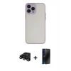 MARSİLYAN™- iPhone 15 Pro Kılıf Ahenk Çizgi Serisi - Siyah 3D Antistatik Hayalet Cam Ekran Koruyucu + Raze Metal Kamera Lens - SH