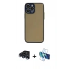 MARSİLYAN™- iPhone 15 Pro Kılıf Ahenk Çizgi Serisi - Siyah 3D Antistatik Seramik Nano Ekran Koruyucu + Raze Metal Kamera Lens - LT