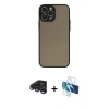MARSİLYAN™- iPhone 15 Pro Kılıf Ahenk Çizgi Serisi - Siyah 3D Antistatik Seramik Nano Ekran Koruyucu + Raze Metal Kamera Lens - LT